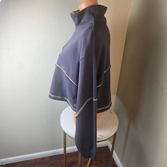 Sweaty Betty Revive Cropped Sweatshirt 1/2 Zip - Gray/Orange - Large - Picture 4 of 6